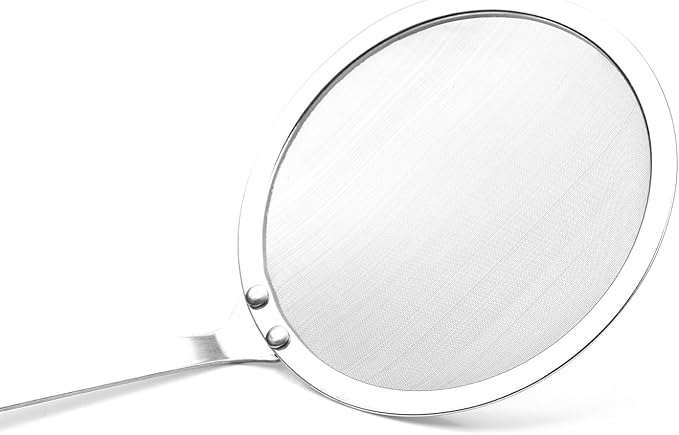 Hiware Stainless Steel Fat Skimmer Spoon - Fine Mesh Food Strainer for Grease, Gravy and Foam, Japanese Hot Pot Skimmer with Long Handle
