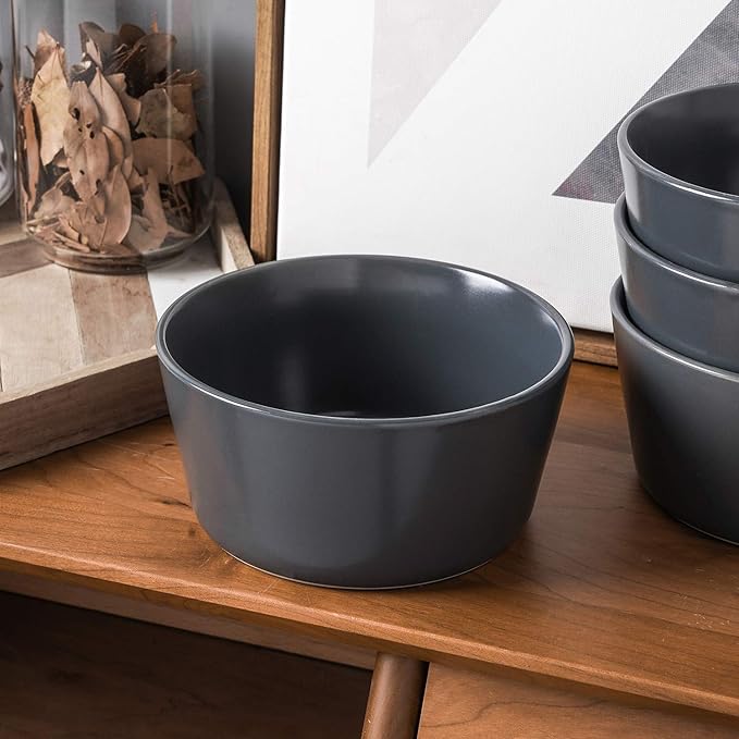 Stone Lain Stoneware Bowls Set, 4-Piece, Grey Matte
