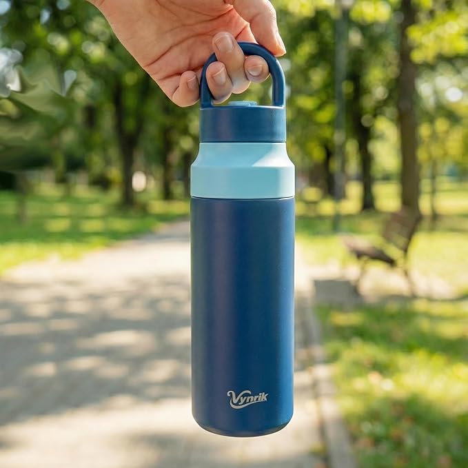 Blue Stainless Steel Water Bottle Insulated 20 oz Tumbler with Handle,Leak Proof Travel Bottles,Water Cup with Lids