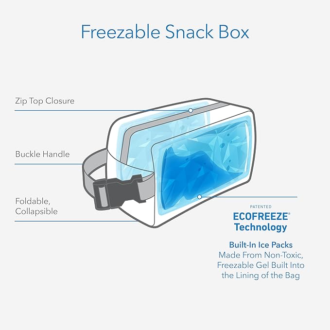 PackIt Freezable Snack Box, Sea Shark, Built with EcoFreeze Technology, Collapsible, Reusable, Zip Closure with Buckle Handle, Designed For Work Snacks, Fresh Snacks On the Go, Adults, and All Ages