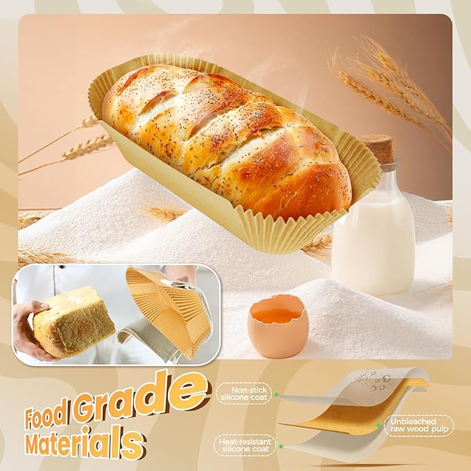 Loaf Pan Liners, 155Pcs Disposable Bread Pan Liners, Non-Stick Loaf Pan Parchment Liners for Easy Cleanup, 9x5 Inch Parchment Paper for Sourdough Baking, Toasts, Cakes, Banana Breads
