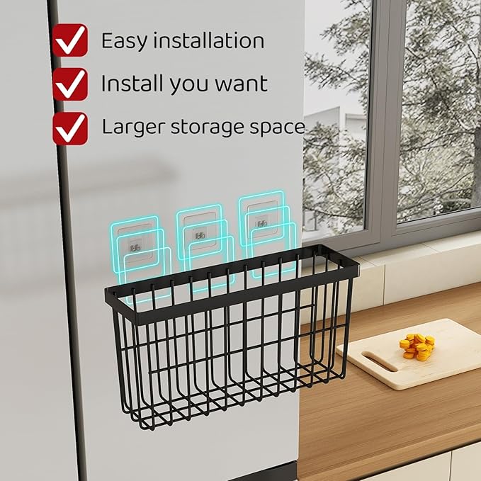 Kitchen Cabinet Door Storage Box,Self Adhesive Wall Mounted,Wardrobe/Bathroom/Refrigerator Small Items Organizer,Oil bottle/Seasoning storage (3 Piece)