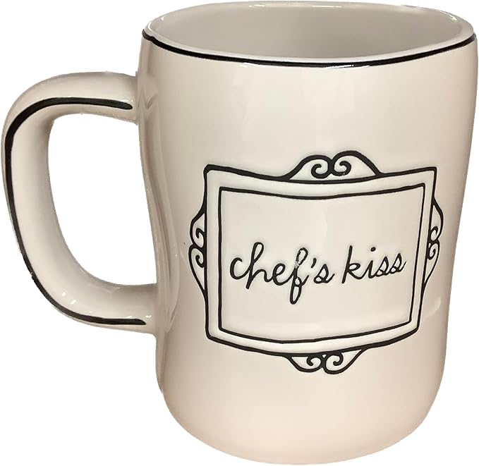 Rae Dunn Disney Pixar Ratatouille Coffee Mug, Black & White Remy - Chef's Kiss