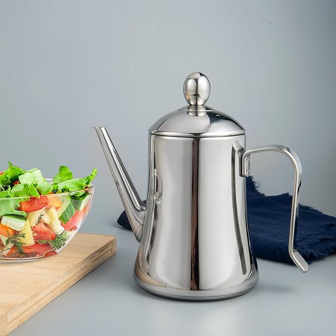 IMEEA 1 Quart Large Olive Oil Dispenser Bottle SUS304 Stainless Steel Oil Dispenser with Drip Free Spout