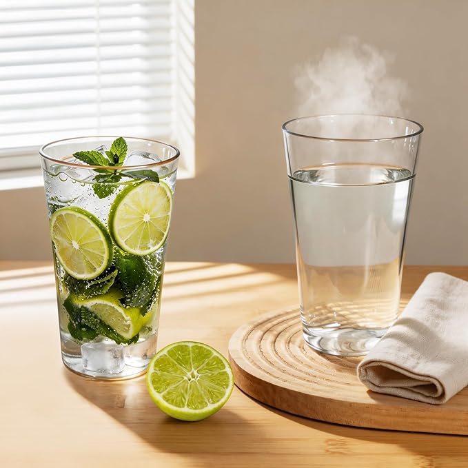 20oz Unbreakable Drinking Glasses (Set of 8), All-Clear Reusable Drinking Cups, BPA-Free, Shatter-Proof, Dishwasher & Microwave Safe, Stackable Plastic Tumblers for Home, Outdoor, Camping, Pool