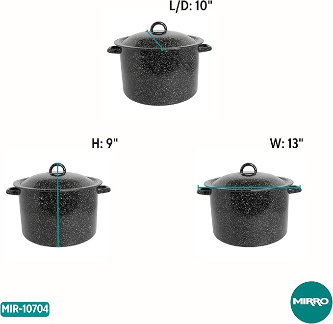 MIRRO 7.75qt Enamel Stock Pot, Black