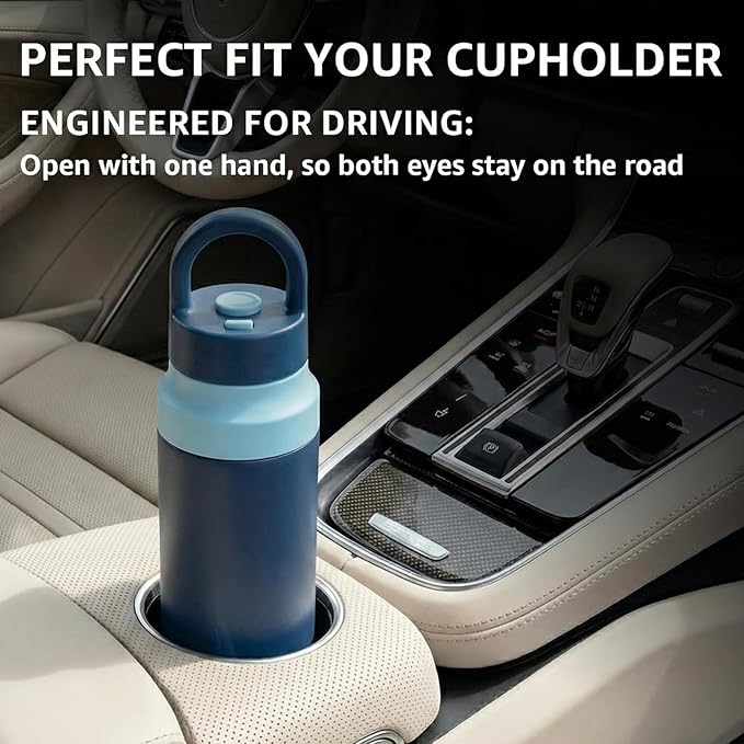 Blue Stainless Steel Water Bottle Insulated 20 oz Tumbler with Handle,Leak Proof Travel Bottles,Water Cup with Lids