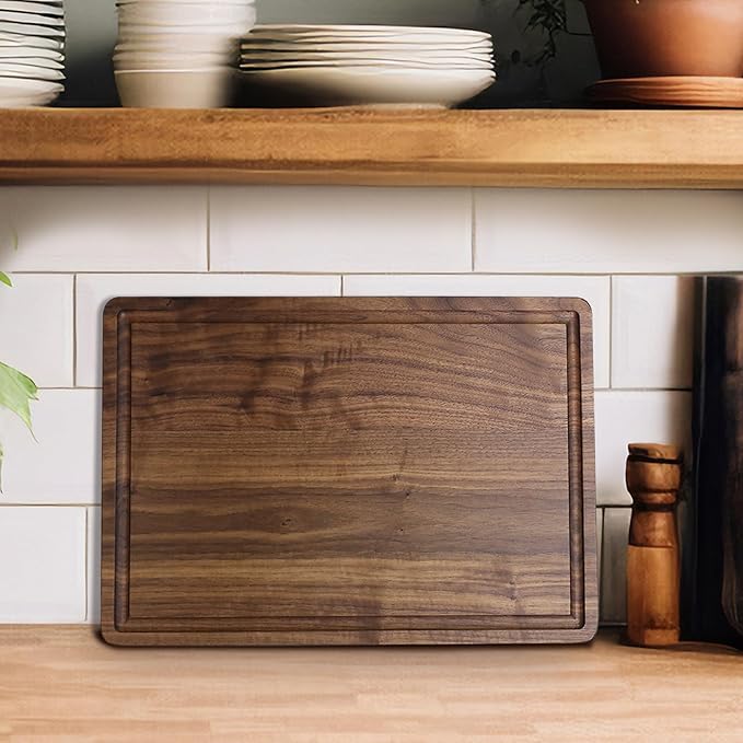 Casual Home Delice Rectangle Juice Drip Groove Cutting Board 15.5"Wx11"Dx0.75"H, Walnut