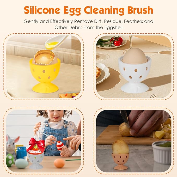 Egg Brush Cleaner, Egg Cleaner Scrubber for Fresh Eggs, Cute Chick Shaped Silicone Egg Washer, Reusable Multipurpose Washing Egg Tool for Fruits and Vegetables(Yellow)