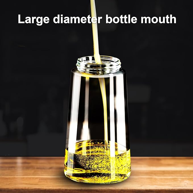2 in 1 Glass Oil Sprayer & Dispenser,16oz/470ml Olive Cooking, Air Fryer, and Salad, for Kitchen Gadgets and Air Fryer Accessories, w/Stickers (Black)