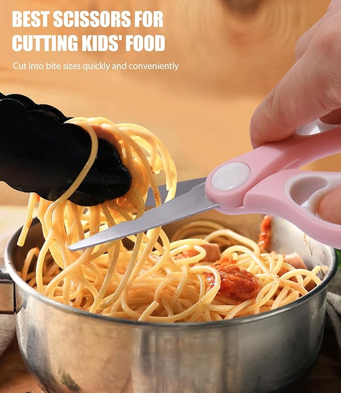 Baby Food Scissors Kicthen Shears - Portable Cute Kitchen Scissors with Dust Cover and Storage Travel Case - Ideal for Cutting Meat, Chicken, Vegetables, Fruits