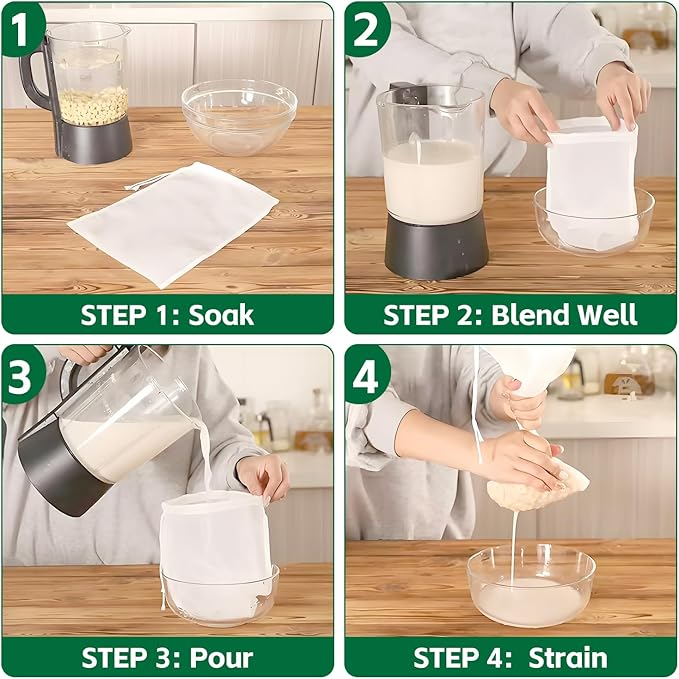 6 Pcs Nut Milk Bag 12 x 8 Inch Yogurt Strainer 200 Mesh Cheese Cloth Bag for Straining Reusable Fine Mesh Strainer for Filtering Yogurt Juice Coffee Tofu Tea Cheese