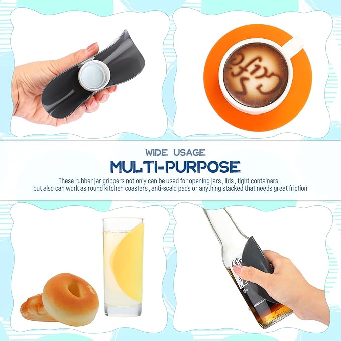 Chuangdi 8 Pcs Jar Opener Rubber Jar Gripper Pads 5'' Round Coasters Heat Insulation Pad Trivet Non Tear Multi-Purpose Bottle Lid Openers for Arthritic Weak Hands Kitchen Supplies(Deep Colors Set)