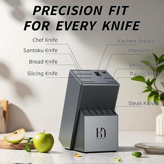 Knife Set Premium, 15 Pcs Kitchen Knife Set with Block Japanese High Carbon Stainless Steel Razor Sharp Knife Block Set, Block Knife Set with Sharpener and Ergonomic Full-tang Handle