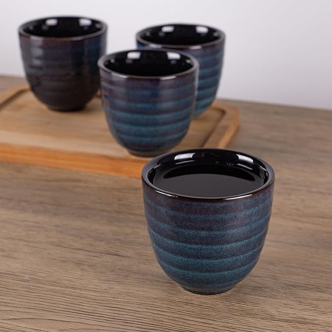 Ceramic Japanese Tea Cups, 5 oz Tea Cup, Chinese Tea Cup, Asian Teacup, Teacups, Set of 4, Blue