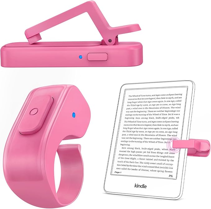 Page Turner Ring for Kindle, Remote Control Paperwhite Oasis Scribe Kobo eReaders, Page Turner Clicker for Kindle iPhone ipad Tablets with Camera Video Record & Shutter Selfie Raspberry