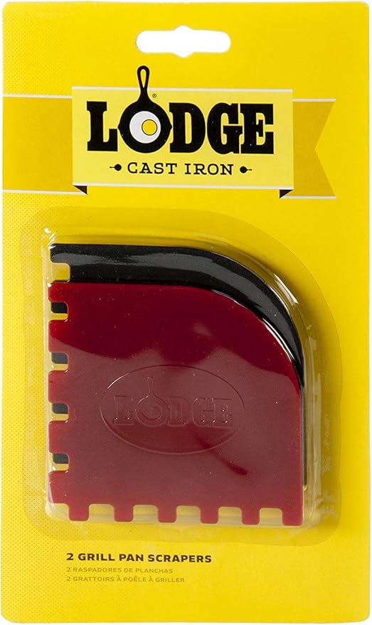 Lodge SCRAPERGPK Durable Grill Pan Scrapers, Red and Black, 2-Pack