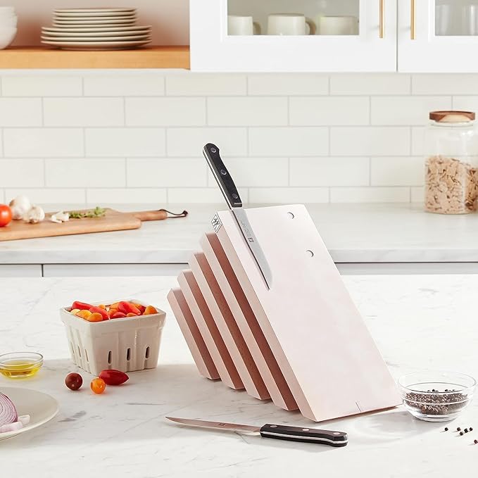 ZWILLING Italian Slanted Magnetic Knife Block - White-Colored Beechwood