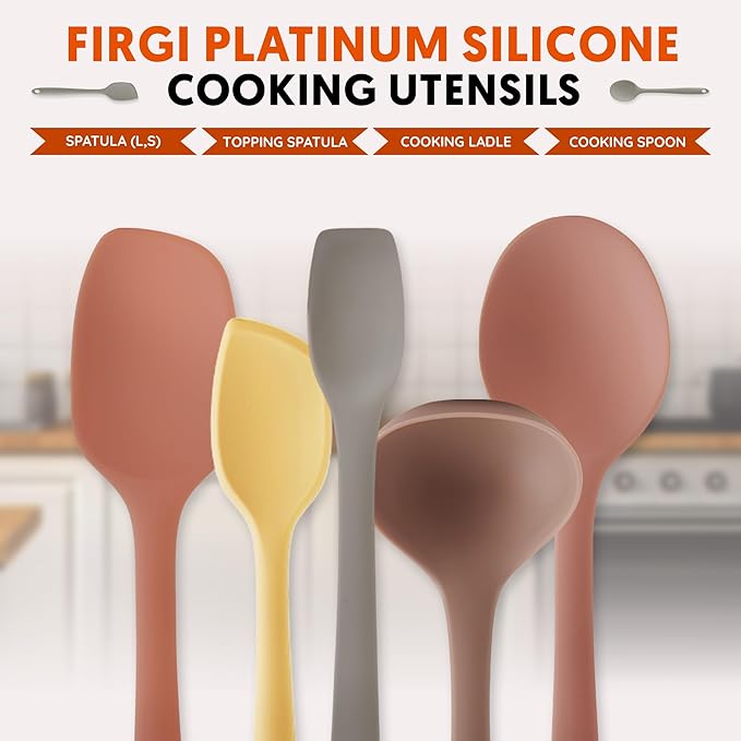 Multi Platinum Silicone Cooking Spoon for Baking, Scraping & Mixing, 100% Food Grade Colorful Silicone Kitchen & Serving Utensils, Heat Resistant, Non-Stick Cookware - 11.4 inch Indie Pink