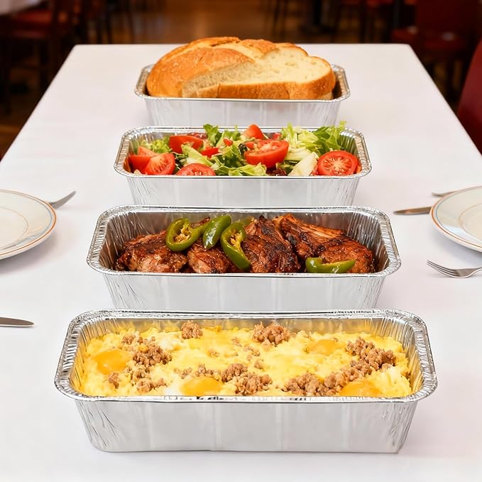 Disposable 2Lb Loaf Pans, 100 Pack Aluminum Bread Pans for Baking - 8.5" x 4.5" x 2.5" Foil Pans Perfect for Banana Bread, Cakes, Meatloaf & Food Serving