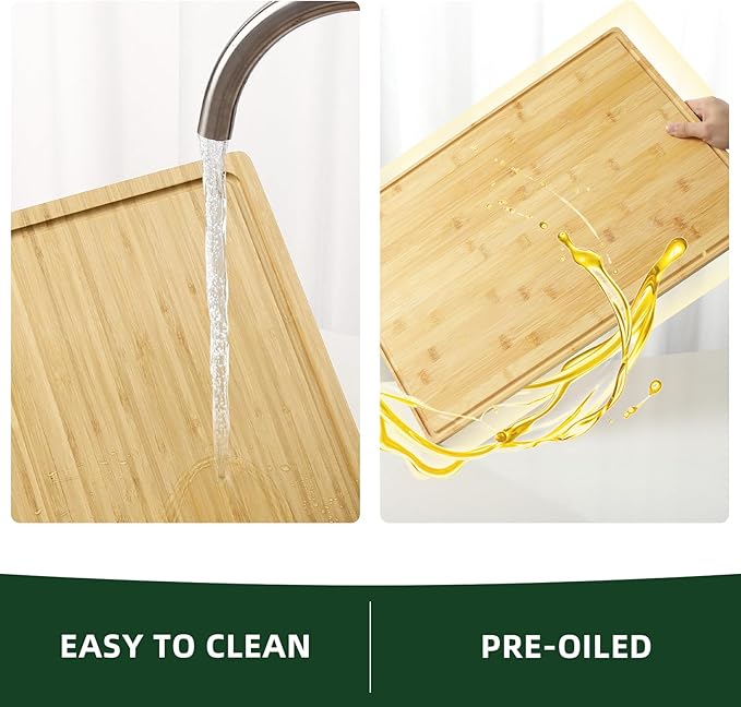 GarveeHome 24 x 16 in Bamboo Cutting Board, Large Kitchen Chopping Board with Juicy Groove, Wooden Butcher Block Cutting Board Perfect for Meat, Cheese, Vegetables, Fruits