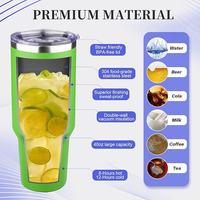 40 oz Tumbler with Lids and Straws Double Wall Vacuum Insulated Tumbler Cup,Stainless Steel Leak-proof Thermal Tumbler Powder Coated Travel Coffee Mug for Cold and Hot Drinks,Avocado Green