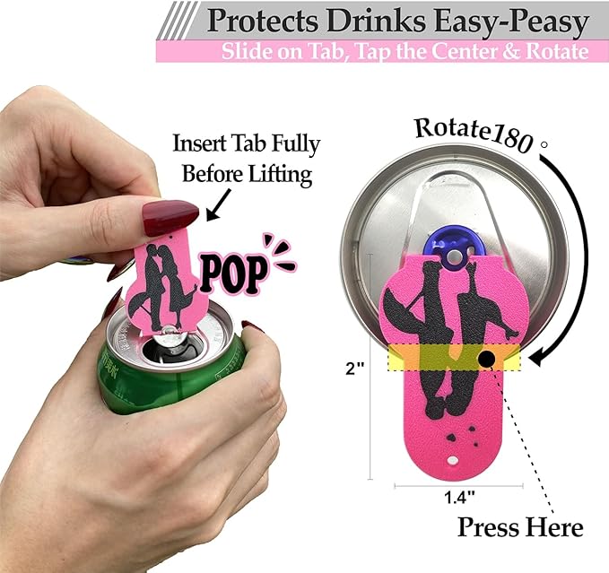 Soda Can Tab Opener Mini Soda Can Cover Easy Tab Opener and Drink Protector Cute Beverage Barricade Soda Protector for Beer,Coke,Aluminum Cans at Party,BBQ, Beach(Kiss&You)