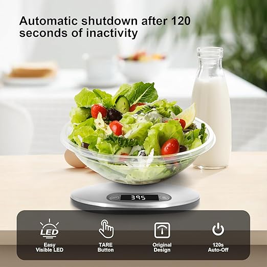 High Precision Food Cooking Scale Digital Kitchen Scale Touch Button Backlight Display (Light Gray)