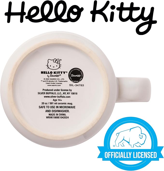 Silver Buffalo Sanrio Hello Kitty Cheetah Print Head Ceramic Camper Mug, 20 Ounces