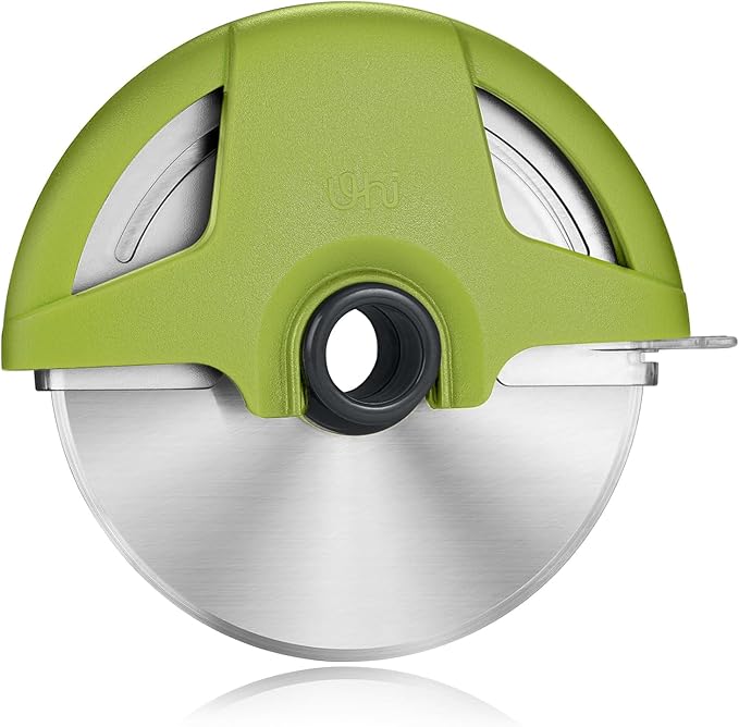 Pizza Cutter Wheel, 4.3" Large 304(18/8) Stainless Steel Blade, Reinforced Durable Pizza Slicer, Fully Detachable & Dishwasher Safe with Safety Protective Cover, Green