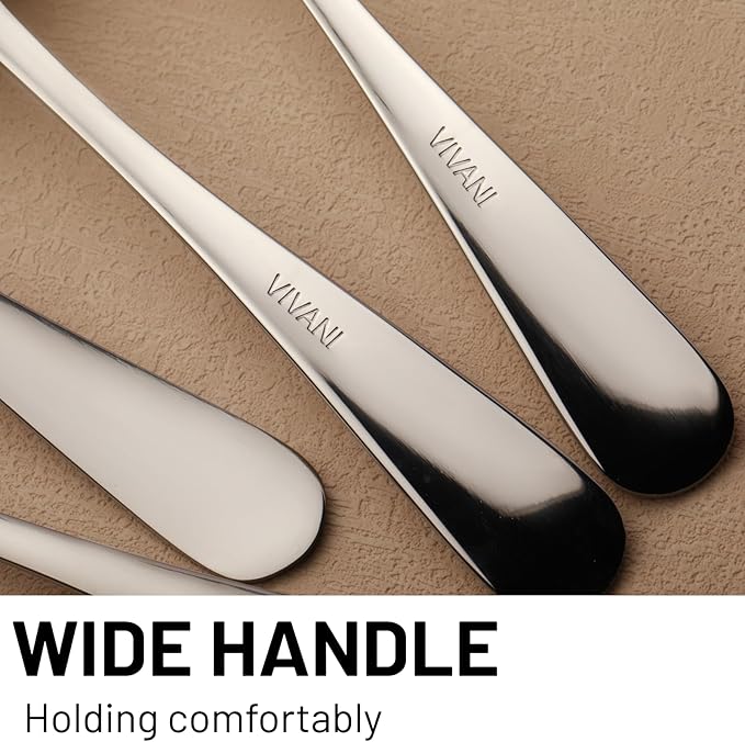 VIVANI 6-Piece Stainless Steel Serving Spoons and Forks Set, Serving Utensils for Parties, Buffet, Banquet and Kitchen, Dishwasher Safe, 8.6 Inches