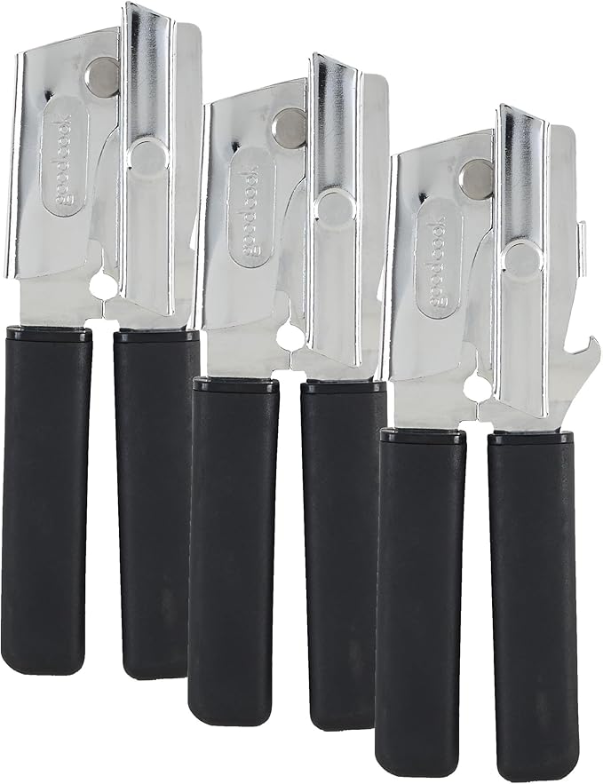 GoodCook Everyday Classic Can Opener – High Carbon Stainless Steel Heavy Duty Can Opener with Soft Grip Handles, Easy to Use Kitchen Tool, Universal for Any Sized Can (Pack of 3)