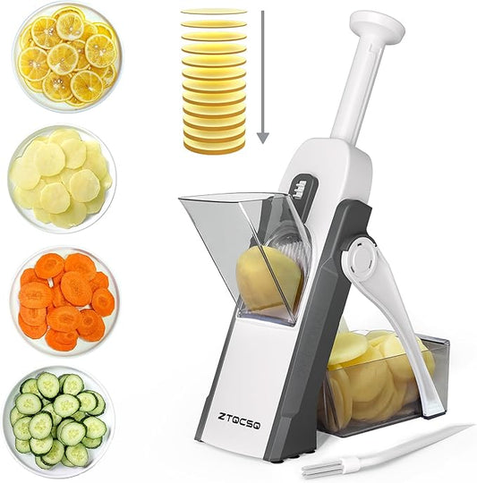 Safe Mandoline Slicer for Kitchen, Vegetable & Food Cutter, Thickness Adjustable 0.1-8 mm. Easy to Clean, Storage, Kitchen Faster Slice Artifact (Only Slice, Gray)
