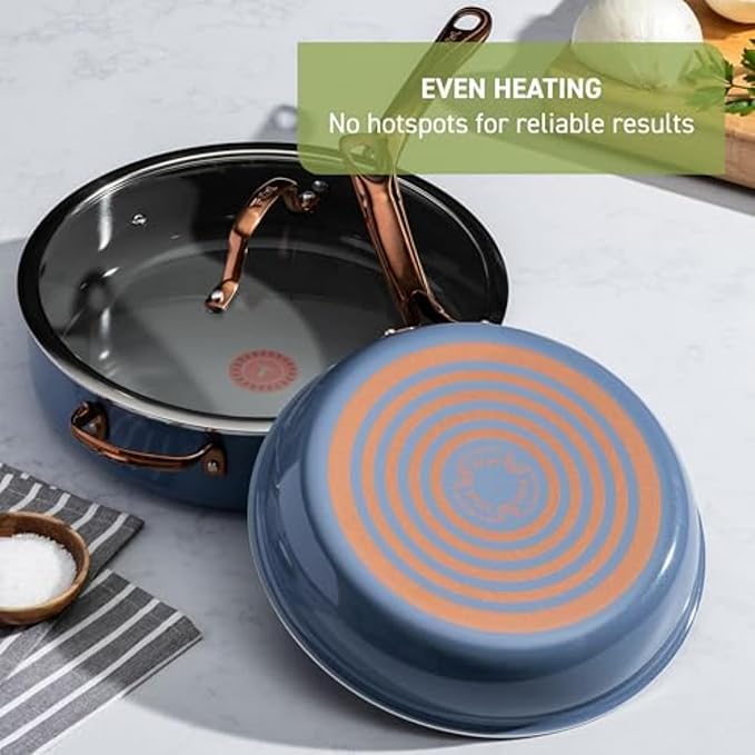 T-Fal Preserve Ceramic Nonstick Frying Pan 2-Pc Set, 8.5" & 11", Oven Broiler Safe up to 350°F Cookware, InoCeram Glide Technology, Frying Pan Skillet, Pots & Pans, Blue