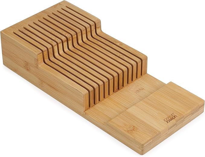 Joseph Joseph DrawerStore Knife Organizer, holds up to 12+ knives, Kitchen Organization & Drawer Storage, Bamboo