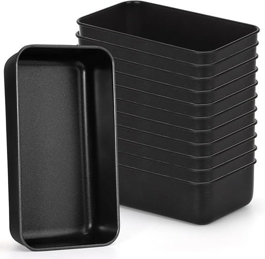 P&P CHEF Loaf Pan Set, 9 x 5 Inch Bread Pans, Stainless Steel Loaf Toast Baking Pans For Bread Meatloaf Lasagna Cake, Healthy & Non Toxic, Oven Safe& Easy Clean, (Black, 12Pcs)