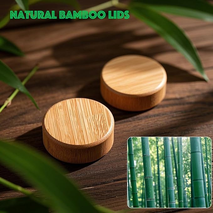 25 Pcs Spice Jars Bamboo Lids Replacement,Fits 4 Oz and 8 Oz Glass Spice Jar,For Square and Round Plastics Spice Jars,Jar Not Included