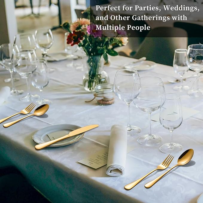 60-Pcs Gold Silverware Set - Stainless Steel Flatware Cutlery Set Service for 20, Mirror Polished Gold Flatware Set Include Forks Spoons Knives for Home, Wedding, Restaurant, Dishwasher Safe