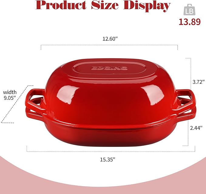 Enameled Cast Iron Oval Dutch Oven Pot with Lid, Dutch Oven for Sourdough Bread Baking, Bread Oven, Bread Dutch Oven, Oval Bread Pan, 7qt, Red