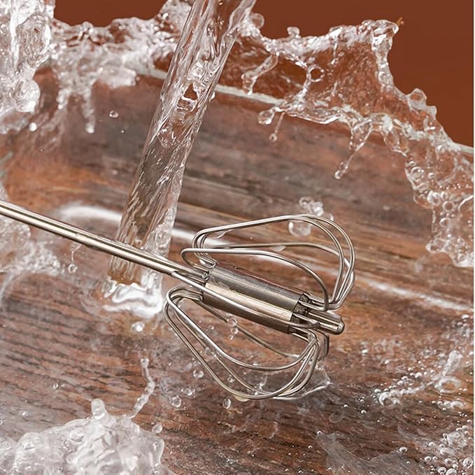 2Pcs Semi-Automatic Stainless Steel Egg Whisk, Hand-Operated Rotary Whisks, Multi-functional Stainless Steel Kitchen Mixing Tool, Manual Egg Whisk, Suitable for Mixing, Whipping and Stirring,12+13"