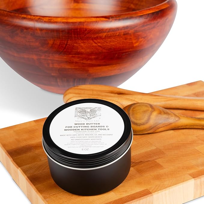Wood Butter Cutting Board Wax - 8 fl oz - Conditioner for Butcher Block and Wooden Kitchen Tools. Macy;s Place Food Grade Mineral Oil and Beeswax for Wooden Tools. Support Animal Rescue