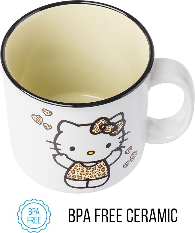Silver Buffalo Sanrio Hello Kitty Leopard Outfit Ceramic Camper Mug, 20 Ounces
