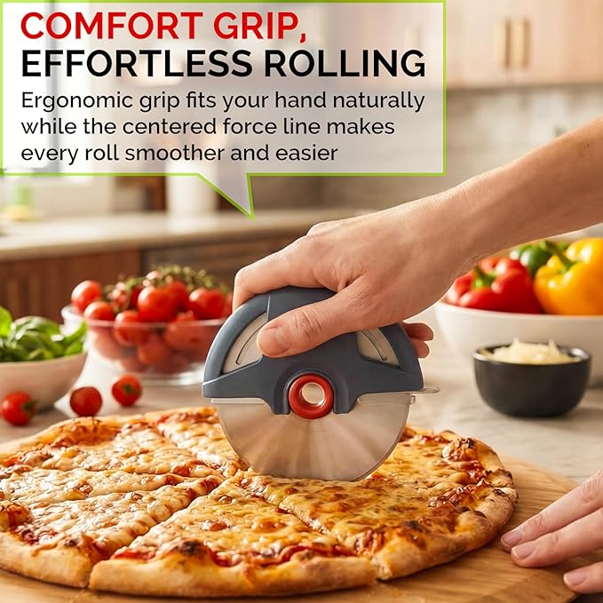 Pizza Cutter Wheel, 4.3" Large 304(18/8) Stainless Steel Blade, Reinforced Durable Pizza Slicer, Fully Detachable & Dishwasher Safe with Safety Protective Cover
