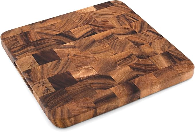 Ironwood Oslo End Grain Square Utility Cutting Board, One Size, Acacia Wood, Brown