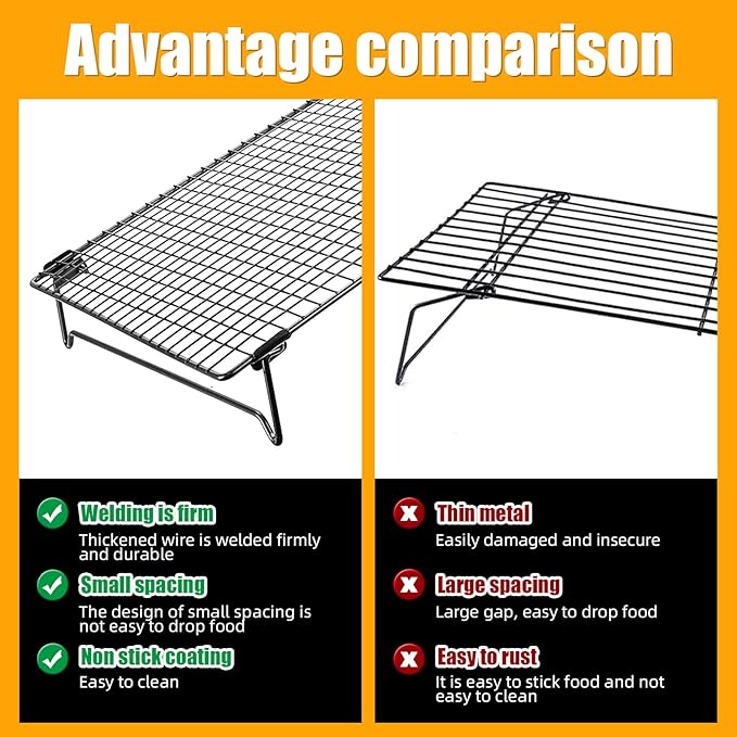 Upgraded Stackable Cooling Rack for Baking,3 Tier Jerky Rack Cooling Racks for Cooking and Baking,Cookie Cooling Rack Baking Racks,Drying Racks,Oven Safe,17”x 11”