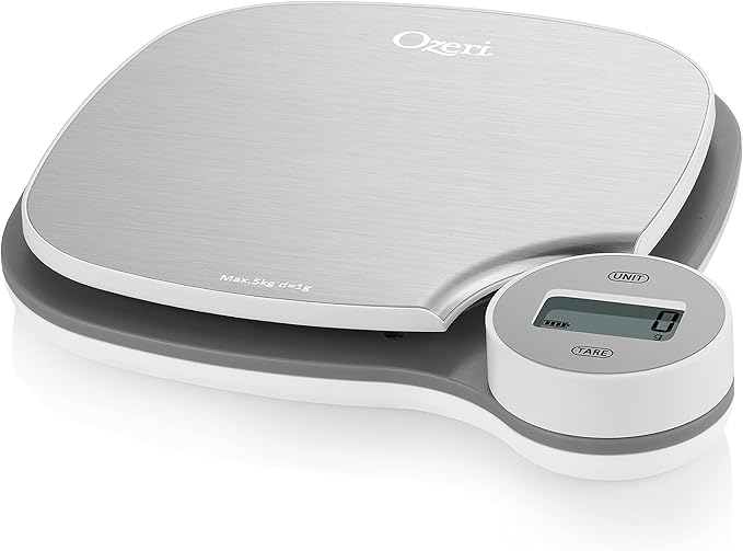 Ozeri Battery-Free Kitchen Scale, Kinetic Charging Technology, Stainless Steel