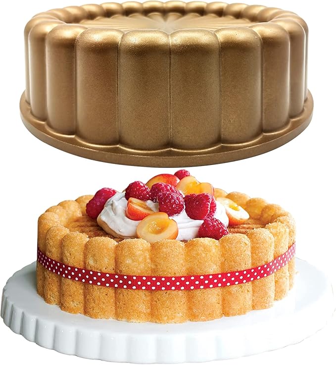 Charlotte Cake Mold, 9 Inch Cake Pan Aluminium Kitchen Accessories Decoration Christmas Wedding Valentine’s 3D Charlotte Cake Pan (Flower Shape)
