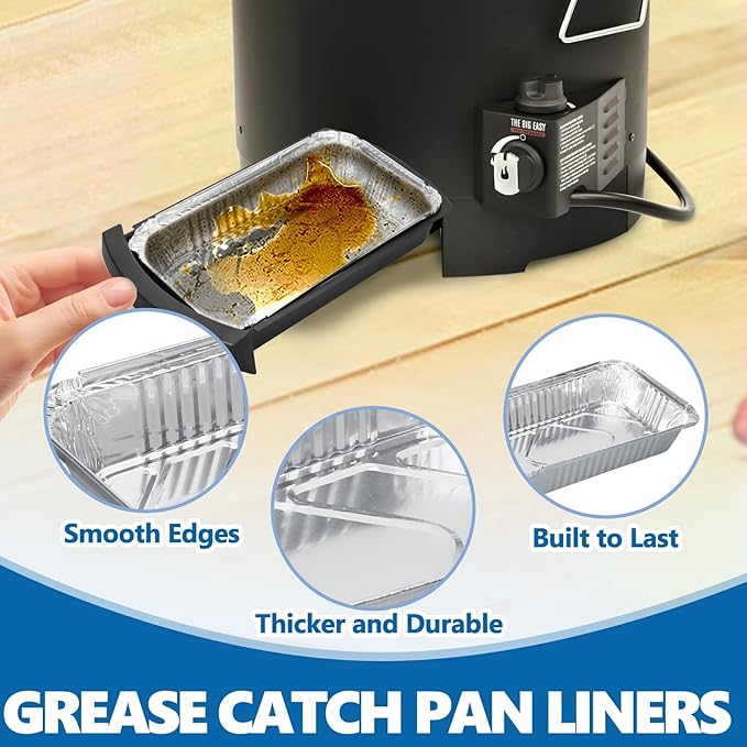 SafBbcue Aluminum Grill Drip Pan Liners for Char-Broil The Big Easy 2425514W12 Grease Tray, Heavy Duty Disposable Foil Grease Catchers for Charbroil Big Easy Turkey Fryer Accessories, 20 Pack