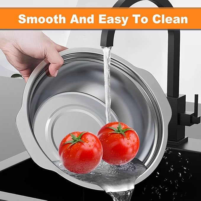 Stainless Steel Microporous Colander for Kitchen, 4QT Large Capacity, Colander and Bowl Set of Two, Stainless Steel Drain Basket with Mixing Bowl, for Washing Fruits and Vegetables