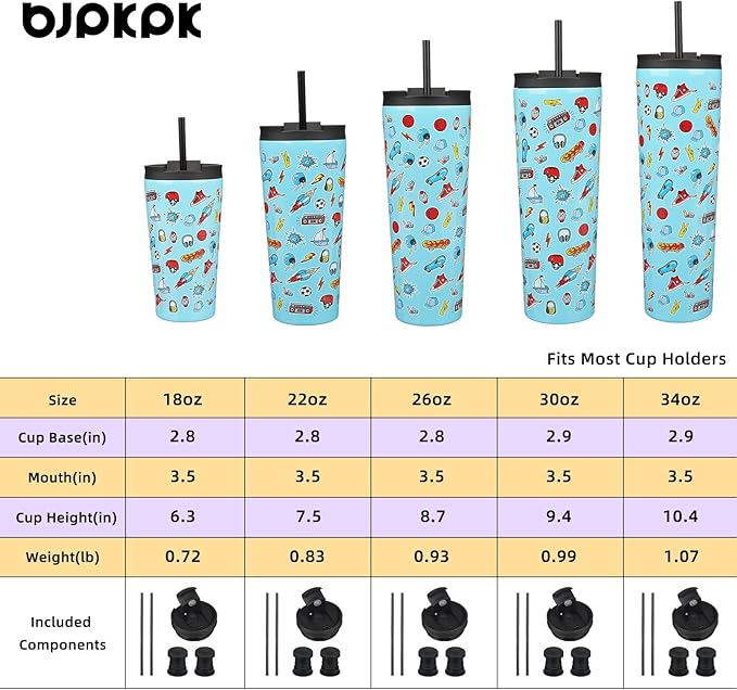BJPKPK 30oz Insulated Tumbler With lid And Straw Stainless Steel Tumblers Travel Coffee Mug Reusable Thermal Cup,Playground